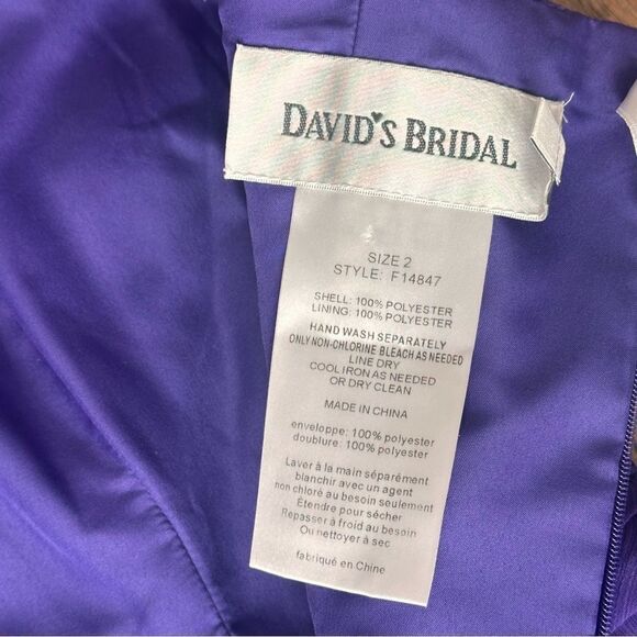 David’s Bridal Elegant Purple Strapless Cocktail Dress Size 2 - Picture 13 of 13